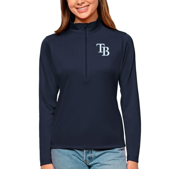 Women's Antigua Navy Tampa Bay Rays Tribute Quarter-Zip Pullover Top