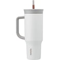 thumbnail image 1 of Owala Vaso de viaje de acero inoxidable de triple capa aislada con tapa resistente a derrames, popote y asa, libre de BPA, 40 oz, Blanca (T&eacute; Helado), 1 of 6