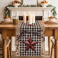 thumbnail image 2 of Table Runner 72 Inches Long for Kitchen Dining, Texas Star Farmhouse Dresser Scarf Farmhouse, Dining Table Decorations for Wedding/Parties, Rustic Black Plaid Berry Wooden 18 x 72 In, 2 of 8