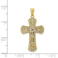 thumbnail image 4 of Diamond2Deal 14k Two-tone Gold 2 Level Cross Pendant for Women (L- 1.39 in, W- 0.77 in), 4 of 4
