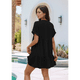 thumbnail image 2 of Vestido Negro de Corta con Escote en V y Volantes en el Bajo, Talla S, 2 of 10