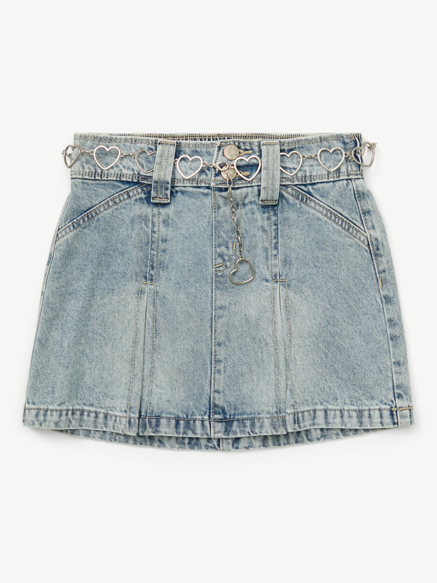 Justice Girls Front Pleat with Chain Denim Skirt, Sizes XS - XLP