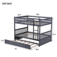 thumbnail image 5 of Bellemave Full Over Full Solid Rubber Wood Bunk Bed with Trundle and Ladder Convertible into 2 Full Size Beds with Headboard and Footboard 2 Full Bunk Bed with Twin Trundle, Dark Gray, 5 of 10