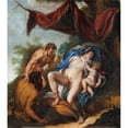 thumbnail image 2 of Anonymous 12x13 Black Ornate Wood Framed Double Matted Museum Art Print Titled: Sleeping Venus with Cupid Watched by Satyrs (1592 - 1640), 2 of 5