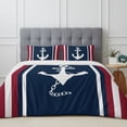 thumbnail image 3 of Twin Size Duvet Cover 4 Piece Bedding Set Nautical Anchor Navy Blue Bed Sheet Sets Soft Microfiber Comforter Cover with Flat Sheet 2 Pillow Shams, 3 of 9