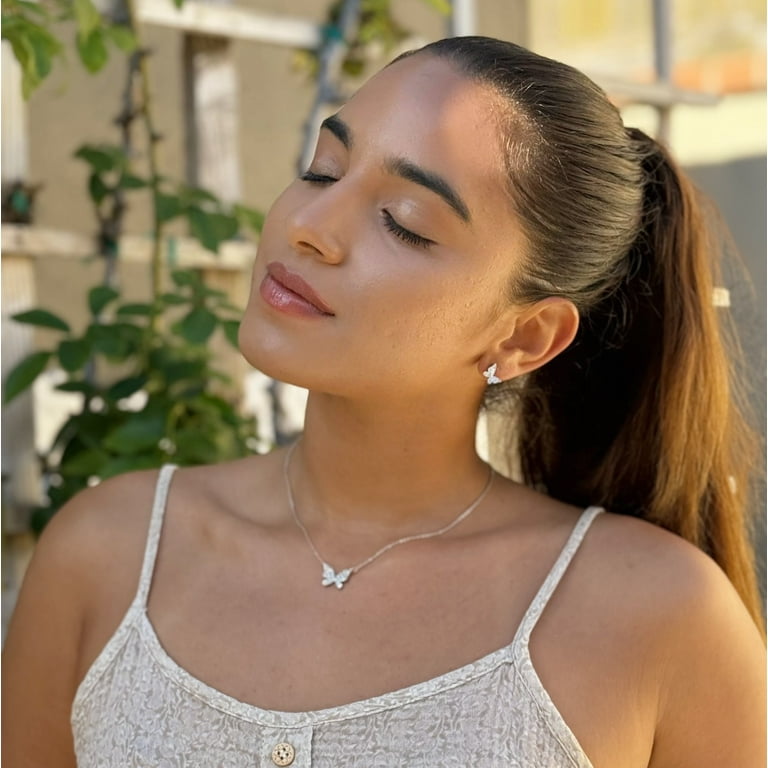 Cate & Chloe Yuenen 18k White Gold Plated Butterfly Necklace