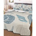thumbnail image 3 of Quilts Twin-XL Size Bedding Set, Blue Coastal Lightweight Quilted Comforter, Shell Starfish Coral Nautical Summer Beach Rustic Soft Bedspread Coverlet with Pillow Covers for All Season, 68" x 98", 3 of 7