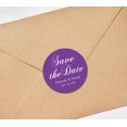 thumbnail image 3 of Darling Souvenir Round 45 Pcs Calligraphy Save The Date Stickers Personalized Bride Groom Names And Date Envelope Seals - Violet, 3 of 4