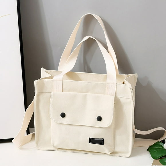 Bolso bandolera de lona de gran capacidad para mujer, bolso de poliéster con 2 bolsillos delanteros y funda para portátil, organizador ligero y resistente al agua para el trabajo, la