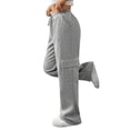 thumbnail image 3 of Womens Cargo Sweatpants Baggy Fleece High Waisted Joggers Sweat Pants Athletic Pants Light Gray S, 3 of 8