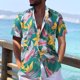 thumbnail image 4 of Camisas Para Hombre Slim Fit Camisas de manga corta de un solo pecho informales con cuello vuelto estampado de verano para hombre (White, 5XL), 4 of 5