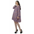 thumbnail image 4 of Moomaya Rayon Flared Dress For Womens Long Sleeve Printed V-Neck Casual Beach Dress For Girls, 4 of 7