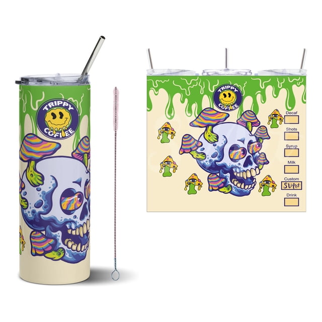 Termo Tumbler SVART 20 oz diseño Hongos Colección Trippy Halloween