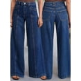 thumbnail image 4 of Female Wide Leg Jeans Baggy Jeans Mid Waist Stretch Boyfriend Denim Pants Vintage Trousers with Pocket S, 4 of 8