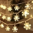 thumbnail image 1 of Luces navideñas CESOF de 20 pies y 40 LED en forma de copo de nieve, color blanco cálido, 1 of 6
