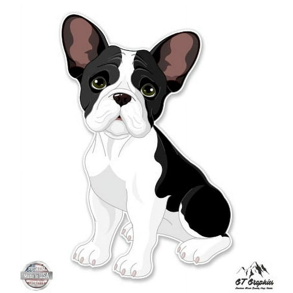 French Bulldog Cute Puppy - 3" Vinyl Sticker - For Car Laptop I-Pad Phone Helmet Hard Hat - Waterproof Decal