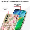 thumbnail image 3 of Allytech Floral Design Series Slim Shell Ring Holder Kickstand Shockproof Soft TPU Back Cover Cell Phone Case for Samsung Galaxy S21 FE,Pink Flower, 3 of 4
