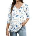 thumbnail image 2 of 3/4 Sleeve Shirts for Women M Sky Blue, 2 of 4
