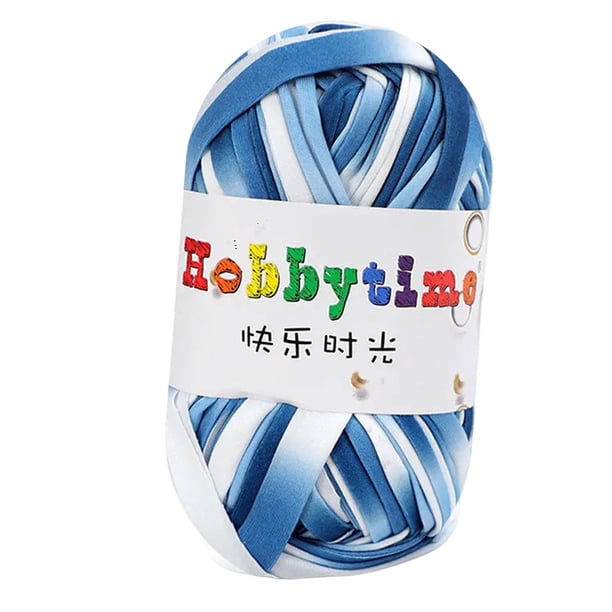 Hilo para camiseta, hilo de crochet, hilo grueso y suave para tela, hilo grueso para camas de mascotas y cestas. Azul blanco