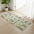 thumbnail image 3 of Palm Tree Kitchen Runner Rug 2'x4', Sage Green Tropical Nature Plant Watercolor Washable Rug with Tassels, Non Slip Woven Cotton Bathroom Rugs Hallway Carpet for Foyer Bedroom Entry Back Door Decor, 3 of 9