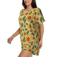 thumbnail image 2 of Kdxio Leaves Avocado Print Pajamas Sets for Women Short-Sleeved Pjs with Lounge Shorts Two Piece Sleepwear S-4XL, 2 of 9