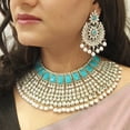 thumbnail image 3 of Efulgenz Indian Jewelry Choker Kundan Crystal Faux Pearl Necklace Earrings Maang Tikka Head Chain Bollywood Wedding Bridal Set, 3 of 5