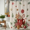 thumbnail image 3 of Shower Curtains Sets for Bathroom Decor Vintage Pine Branch Gingerbread Waterproof Bathroom Curtain with Hooks, Cappuccino on Linen for Bathroom Decor,36x72IN, 3 of 9