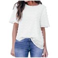 thumbnail image 1 of Blouse à Manches Courtes à Col Rond pour Femmes en Mousseline à Pois Chemise Hauts T-Shirt, 1 of 9