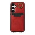 thumbnail image 7 of Wallet Back Case for Samsung Galaxy A14 5G with Wrist Strap, Stylish Magnetic Card Holder Finger Ring Kickstand PU Leather Lanyard Shockproof Slim Phone Case for Samsung Galaxy A14 5G, Red, 7 of 7