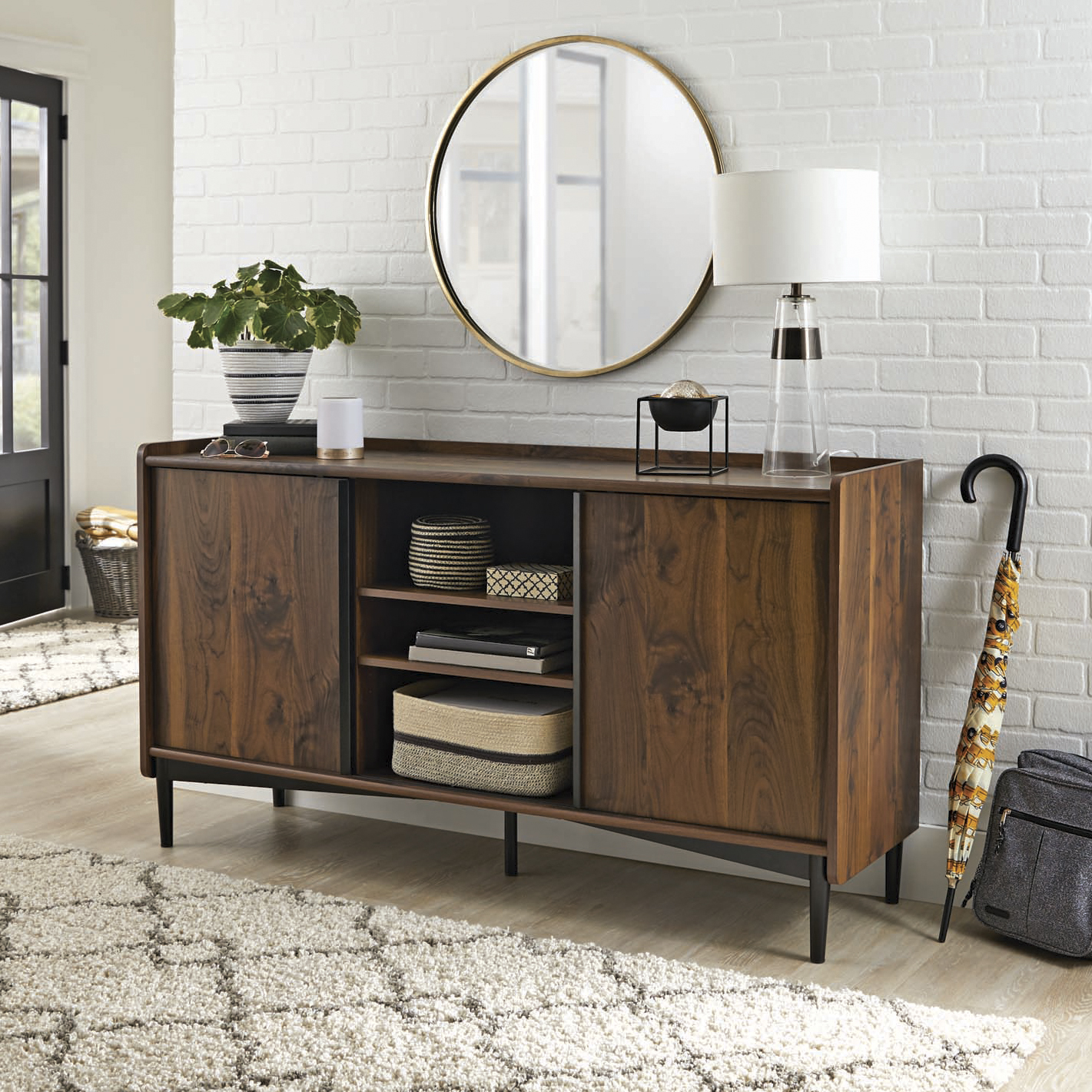 Better Homes & Gardens Montclair TV Stand Storage Console for TVs up to 65", Vintage Walnut Finish - image 3 of 7