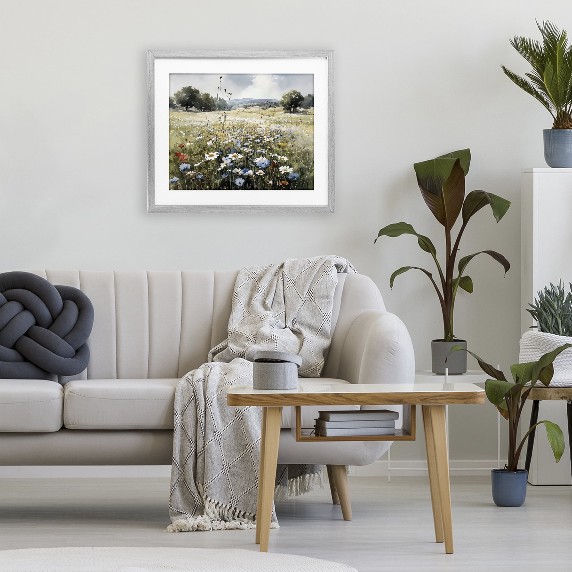 Stupell Industries Calm Meadow of Wildflowers Gray Framed Print Under Glass, design by Franklyn Gregory