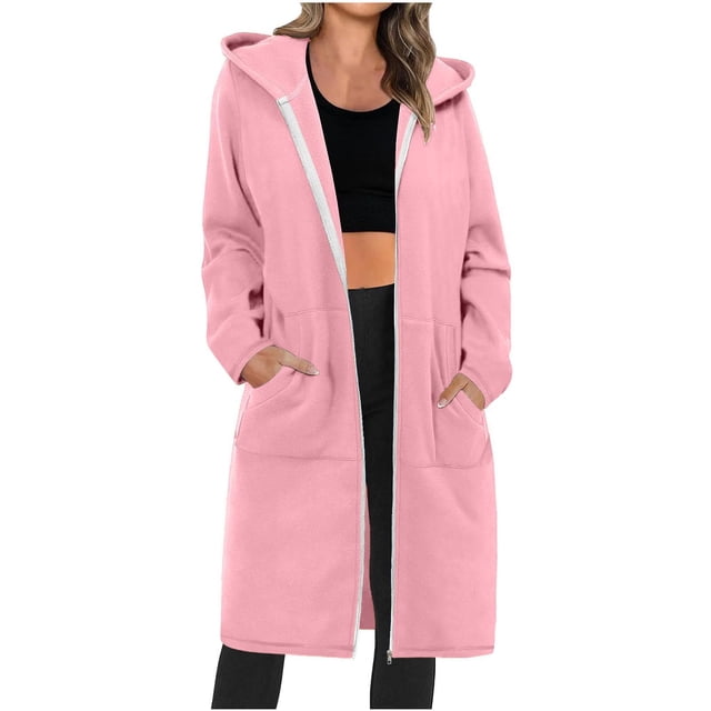 FAIWAD Sweat à Capuche Décontracté pour Femmes, Fermeture Éclair, Manches Longues, Grande Taille, avec Poches