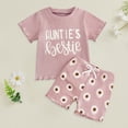 thumbnail image 2 of Xyant Toddler Baby Girl Summer Clothes 6 12 18 24 Month 2T 3T Daddys Girl Outfits Short Sleeve T-Shirts Tops Daisy Shorts Set (Pink,6-12 Months), 2 of 4