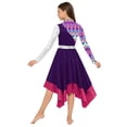 thumbnail image 6 of Aislor Girls Camouflage Print Color Block Liturgical Praise Dance Dress Long Sleeve Worship Lyrical Dancewear Purple 8, 6 of 7