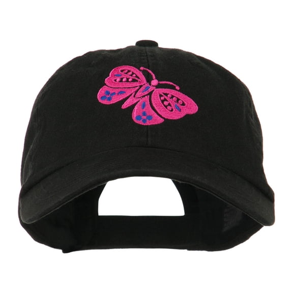 Two Colored Butterfly Embroidered Cap - Black OSFM