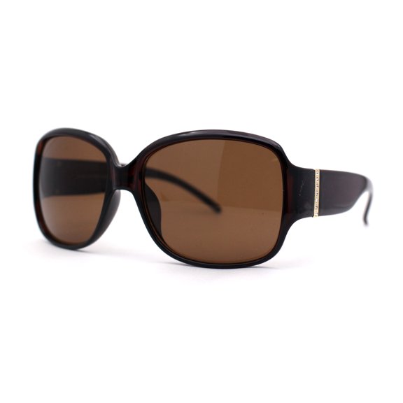 Womens Rhinestone Trim Hinge Butterfly Classic 90s Sunglasses All Brown