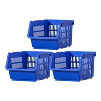 HBBKVI 3 Piece Stackable Storage Baskets with Wheels, 13.4x9.4x22.4in, ABS Organizer for Kitchen Toys Multifunctional