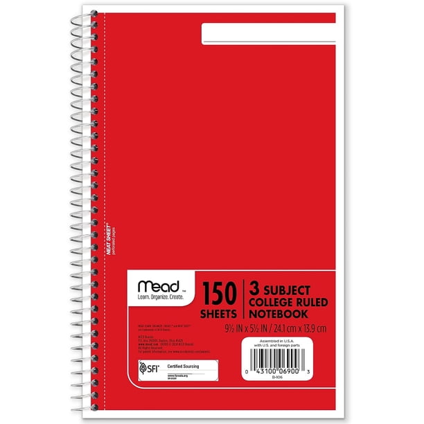 Mead Spiral Notebook 150 Sheets | Sketchbook sets for retail