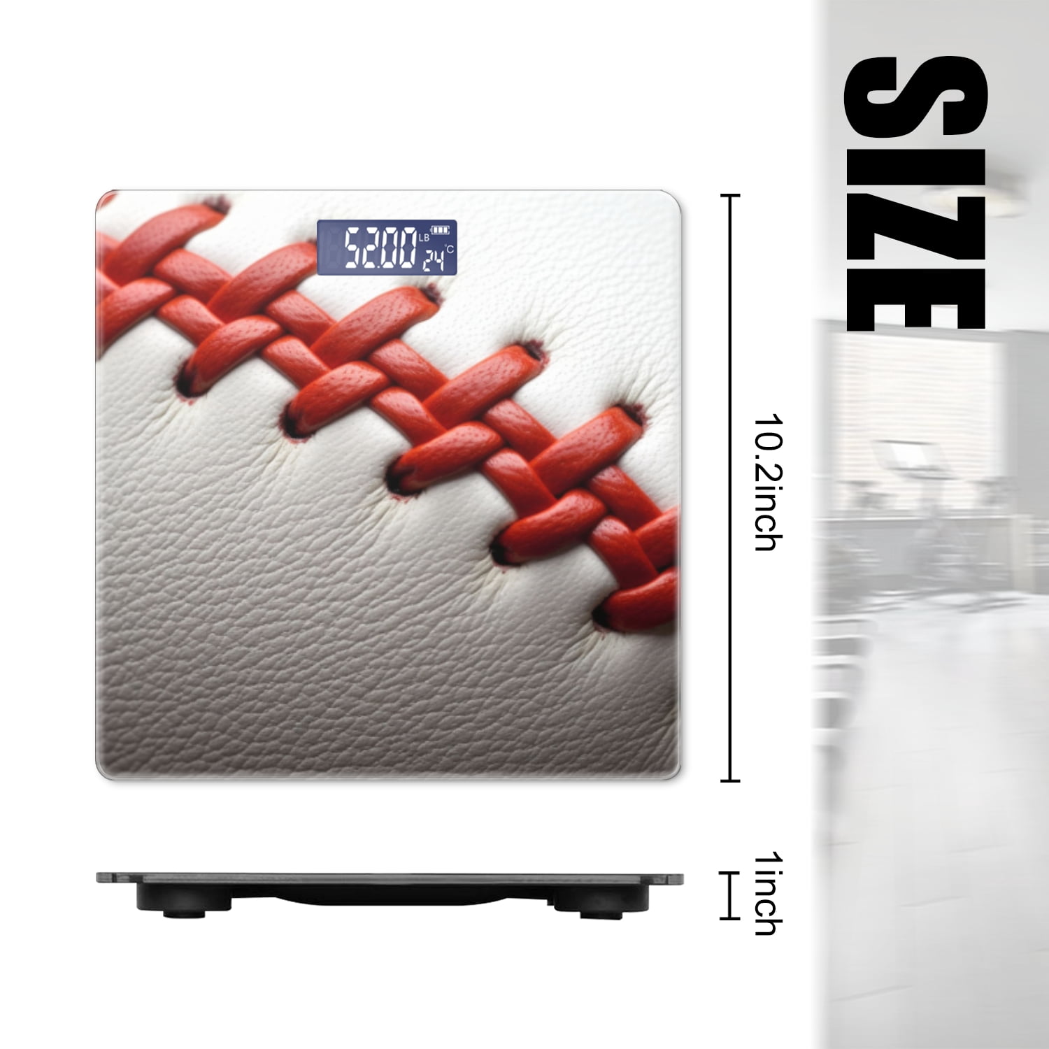High Precision Body Weight Scale Smart Bathroom Scales with Large LCD Display(400lbs),Decorative for Bedroom-Baseball With Red Stitching