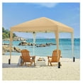 thumbnail image 2 of WDZS 10x10 Pop Up Canopy with 4 Removable Sidewalls, Portable Enclosed Instant Tent, Waterproof Outdoor Tent, Beach Sun Shelter with 4 Sandbags, 12 Stakes & 4 Ropes, Khaki, 2 of 9