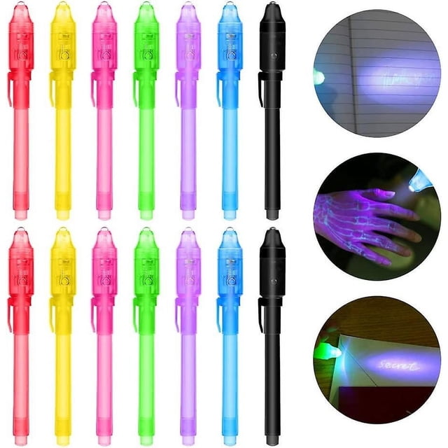 Bolígrafo de tinta invisible, marcador de bolígrafo espía, bolígrafos para niños para escribir mensajes secretos, día de San Valentín, día de Pascua, Halloween, niños, 7 piezas