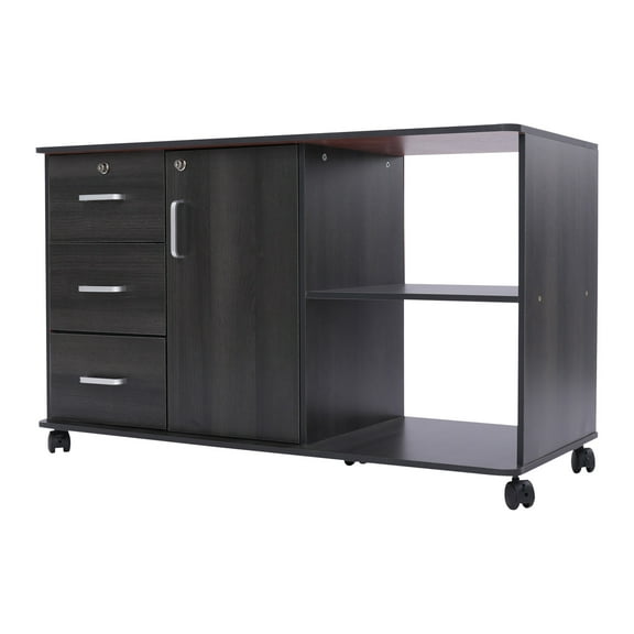 Spacious Mobile File Cabinet with Locking Drawers, 3 Drawers, 2 Compartments, and 5  Wheels, Perfect for Office and Home Organization