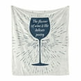 thumbnail image 1 of Wine Soft Flannel Fleece Blanket, Wine Glass and Vintage Sun Burst Frame the Flavor is Like Delicate Poetry Words, Cozy Plush for Indoor and Outdoor Use, 60" x 80", Night Blue White, by Ambesonne, 1 of 6