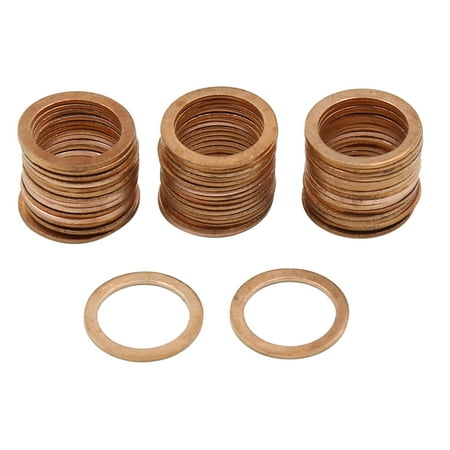 

14mm Inner Dia Copper Flat Washers Car Engine Sealing Gaskets Rings 50pcs