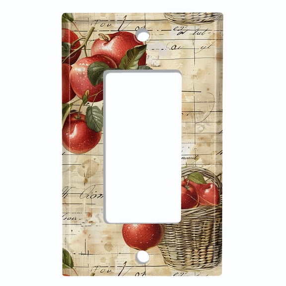 Metal Light Switch Wall Plate Outlet Cover (Notebook and Apples Scrap Art - Single GFI/Rocker)