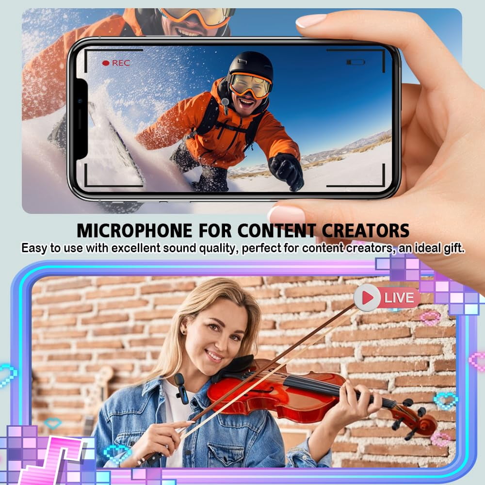 3 in 1/Four in one Wireless Lavalier Microphone for iPhone iPad Android Camera computer mini Noise Reduction Recording Mic Ultra-Low Delay Mic for Video Recording Podcasts YouTube TikTok and Vlogging