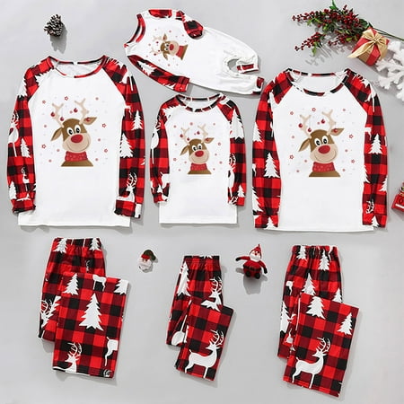 

SHENGXINY 2022 Family Christmas Pajamas Matching Set Deer Adult Kid Christmas Pajamas Family Xmas Sleepwear Pj s Baby Romper Family Look