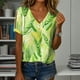 thumbnail image 2 of Blusa Zhyaj de manga corta con cuello en V y estampado floral bohemio para mujer, 2 of 5
