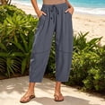 thumbnail image 3 of Bloomae Women's Harem Capri Pants Casual Loose Fit Wide Leg Cropped Trousers Lightweight Drawstring Elastic Waist Lounge Capris with Pockets, 3 of 9