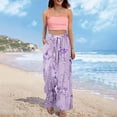 thumbnail image 2 of LWavelet Women's Drawstring Waist Watercolor Floral Print Wide Leg Pants with Split Detail for Casual & Boho Outfits Purple 2XL, 2 of 8